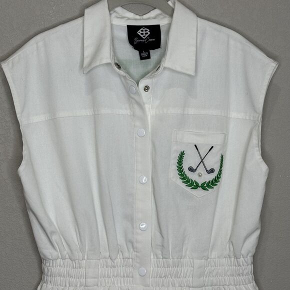 Brianna Cannon Shirt Dress Womens Large White Golf Par-Tee Time Button Front - Picture 4 of 10